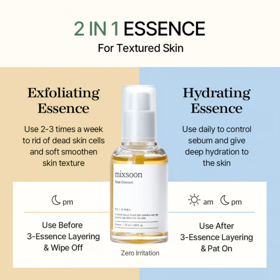 MIXSOON Bean Essence – 2 Σε 1 Essence Απολέπισης Και Ενυδάτωσης 50ml